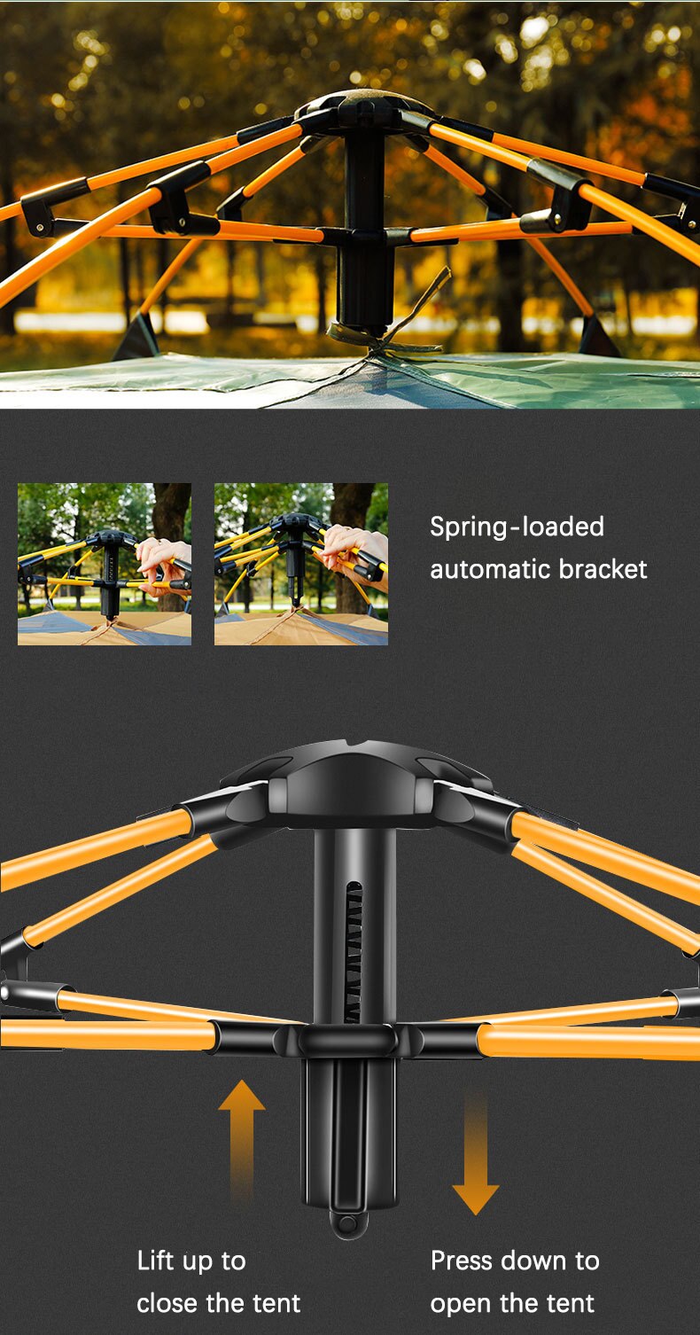 Cheap Goat Tents Automatic Outdoor Double Layer Hexagonal Tent Speed Opening 5 8 People Camping Rainproof Sunscreen Family Outing Equipment   
